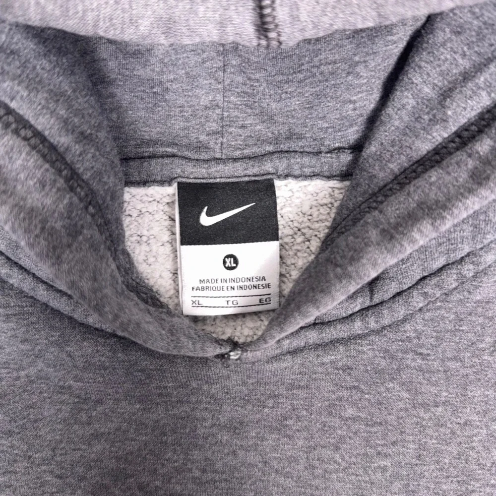 Y2K‎ Nike Spellout Embroidered Arc Logo Hoodie Heather Gray Pullover Mens XL